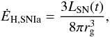 Mathematical equation: \appendix \setcounter{section}{1} \begin{equation} \dot E_{\rm H,SNIa}=\frac{3\LSN(t)}{8\pi \rg^3}, \end{equation}