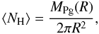 Mathematical equation: \begin{equation} \label{NHdef} \NH = \frac{\MPg}{2\pi R^2}, \end{equation}