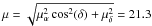 Mathematical equation: \hbox{$\mu =\sqrt{\mu_{\alpha}^2 \cos^2(\delta) + \mu_{\delta}^2} = 21.3$}