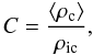 Mathematical equation: \begin{equation} C=\frac{\left<\rho_{\rm c}\right>}{\rho_{\rm ic}}, \end{equation}