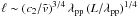Mathematical equation: \hbox{$\ell\sim (c_2/\tilde{v})^{3/4}\, \lambda_{\rm pp}\, (L/\lambda_{\rm pp})^{1/4}$}