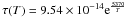 Mathematical equation: \hbox{$\tau(T) = 9.54\times10^{-14} {\rm e}^{\frac{5370}{T}}$}