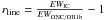 Mathematical equation: \hbox{$r_{\rm line}=\frac{EW_{\rm IC}}{EW_{\rm ONC/OB1b}}-1$}
