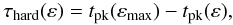 Mathematical equation: \begin{equation} \tau_{\rm hard}(\varepsilon)=t_{\rm pk}(\varepsilon_{\rm max})-t_{\rm pk}(\varepsilon), \end{equation}