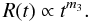 Mathematical equation: \begin{equation} R(t) \propto t^{m_3}. \label{ExpanNoBreak} \end{equation}
