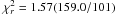 Mathematical equation: \hbox{$\chi^2_r = 1.57(159.0/101)$}