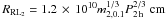 Mathematical equation: \hbox{$R_{{\rm RL}_2} = \np{1.2}{10} m^{1/3}_{2, 0.1} P_{2\,{\rm h}}^{2/3}\;\textrm{cm}$}