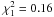 Mathematical equation: \hbox{$\chi_1^2 = 0.16$}