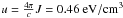 Mathematical equation: \hbox{$u = \frac{4\pi}{c}J=0.46~{\rm eV/cm^3}$}