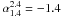 Mathematical equation: \hbox{$\alpha^{2.4}_{1.4}=-1.4$}
