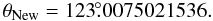 Mathematical equation: \begin{equation} \theta_{\rm New}=123\fdg0075021536. \end{equation}