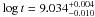 Mathematical equation: \hbox{${\rm log}\, t = 9.034^{+0.004}_{-0.010}$}