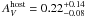 Mathematical equation: \hbox{$A_V^{\rm host}=0.22^{+0.14}_{-0.08}$}