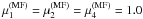 Mathematical equation: \hbox{$\mu_1^{(\mathrm{MF})}=\mu_2^{(\mathrm{MF})}=\mu_4^{(\mathrm{MF})}=1.0$}