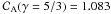 Mathematical equation: \appendix \setcounter{section}{1} \hbox{${\cal{C}}\rs{A}(\gamma = 5/3) = 1.083$}
