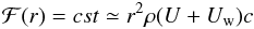 Mathematical equation: \begin{equation} \mathcal{F}(r)=cst\simeq r^2\rho(U+U_{{\rm w}})c \label{eqn:cst1} \end{equation}