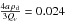 Mathematical equation: \hbox{$\frac{4a\,\rho_{\rm d}}{3Q_\nu} = 0.024$}