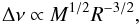 Mathematical equation: \begin{equation} \label{homology} \Delta\nu \propto M^{1/2}R^{-3/2}, \end{equation}
