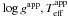 Mathematical equation: \hbox{$\log g^{\rm app},T_{\rm eff}^{\rm app}$}