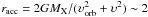 Mathematical equation: \hbox{$r_{\rm acc}= 2 GM_{\rm X}/(\upsilon_{\rm orb}^2+\upsilon^2)\sim 2$}