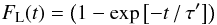 Mathematical equation: \begin{eqnarray} \label{FlELECTRON_eq} F_{\rm L}(t) = \left(1 - \exp \left[ -t\,/\,\tau' \right] \right) \end{eqnarray}