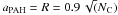 Mathematical equation: \hbox{$a_{\rm PAH} = R = 0.9\,\sqrt(N_{\rm C})\;$}