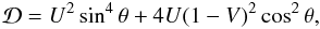 Mathematical equation: \appendix \setcounter{section}{1} \begin{equation} {\mathcal D}=U^2\sin^4\theta+4U(1-V)^2\cos^2\theta, \end{equation}