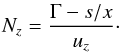 Mathematical equation: \appendix \setcounter{section}{3} \begin{equation} \label{N_z} N_z=\frac{\Gamma-s/x}{u_z}\cdot \end{equation}