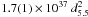 Mathematical equation: \hbox{$1.7(1) \times 10^{37}~d_{5.5}^2$}