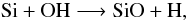 Mathematical equation: \appendix \setcounter{section}{1} \begin{equation} \rm Si + OH \longrightarrow SiO + H, \label{A2} \end{equation}