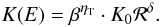 Mathematical equation: \begin{equation} K(E)= \beta^{\eta_{\rm T}} \cdot K_0 {\cal R}^\delta. \label{eq:eta_T} \end{equation}