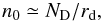 \begin{equation} \label{base} n_0 \simeq N_{\rm D}/r_{\rm d} , \end{equation}