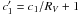 Mathematical equation: $c'_1=c_1/R_V + 1$