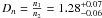 Mathematical equation: $D_{n} = \frac{n_1}{n_2} = 1.28^{+0.07}_{-0.06}$