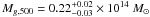 Mathematical equation: ${M}_{g,500} = 0.22^{+0.02}_{-0.03} \times 10^{14} ~\msol$