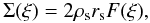 \appendix \setcounter{section}{1} \begin{equation} \label{eq:A1} \Sigma(\xi) = 2\rho_{\rm s} r_{\rm s} F(\xi), \end{equation}