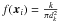 \hbox{$f(\vec{x}_i)=\frac{k}{\pi d_k^2}$}