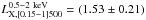 Mathematical equation: \hbox{$L^{0.5{-}2~{\rm keV}}_{{\rm X},[0.15{-}1]500} = (1.53 \pm 0.21)$}