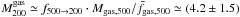 Mathematical equation: \hbox{$M^{{\rm gas}}_{200} \simeq f_{500 \rightarrow 200}\cdot M_{{\rm gas,500}} / \bar{f}_{{\rm gas},500} \simeq (4.2 \pm 1.5)$}