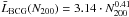 Mathematical equation: \hbox{$\bar{L}_{{\rm BCG}}(N_{200}) = 3.14 \cdot N^{0.41}_{200}$}
