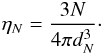 $$ \eta_N=\frac{3 N}{4\pi d_N^3}\cdot $$