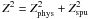 \hbox{$Z^2=Z_{\rm phys}^2+Z_{\rm spu}^2$}