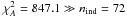 \hbox{$\chi^2_{A}=847.1\gg n_{\rm ind}=72$}