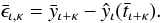 \begin{equation} \bar{\epsilon}_{\iota,\kappa} = \bar{y}_{\iota+\kappa} - \hat{y}_{\iota}(\bar{t}_{\iota+\kappa}). \end{equation}