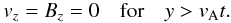 \begin{eqnarray*} {{{v}}_z} = B_z = 0 \quad {\rm{for}}\quad y > {{v}}_{\rm A} t . \end{eqnarray*}