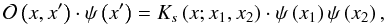 \appendix \setcounter{section}{1} \begin{equation} \cO\left(x,x'\right) \cdot \psi\left(x'\right) =K_s\left(x;x_1,x_2\right) \cdot \psi\left(x_1\right) \psi\left(x_2\right), \label{OKsdef} \end{equation}