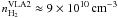 \hbox{$n_{\rm{H_{2}}}^{\rm{VLA2}}\approx 9 \times 10^{10}\,\rm{cm^{-3}}$}