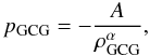 Mathematical equation: \begin{equation} p_{\rm GCG} = -\frac{A}{\rho_{\rm GCG}^{\alpha}}, \end{equation}