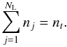 \begin{equation} \sum\limits_{j=1}^{N_{\rm L}}n_j = n_t . \label{eq:cons} \end{equation}