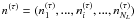 $n^{(\tau)}=(n_1^{(\tau)},...,n_i^{(\tau)},...,n_{N_L}^{(\tau)})$